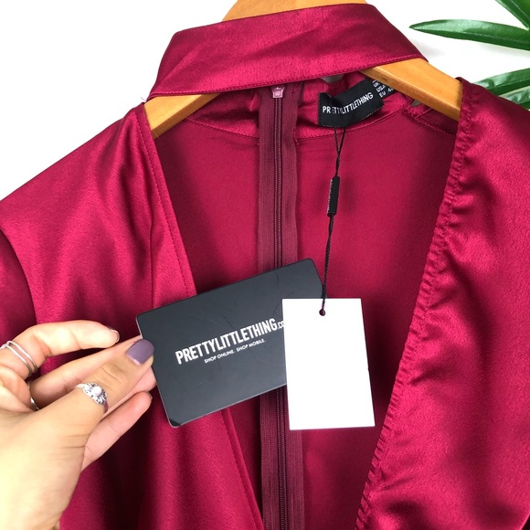 Prettylittlething Red Satin Dress NWT Size 8 - Picture 5 of 8